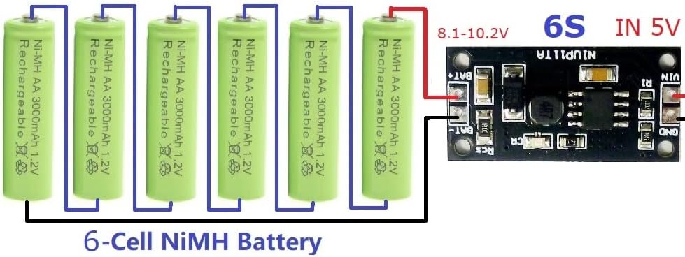 6 Клетки Вход за постоянен ток 4,5 В-5,5 Изход 8.1-10,2 На NiMH NiCd Батерия и Зарядно Устройство Модул за Зареждане
