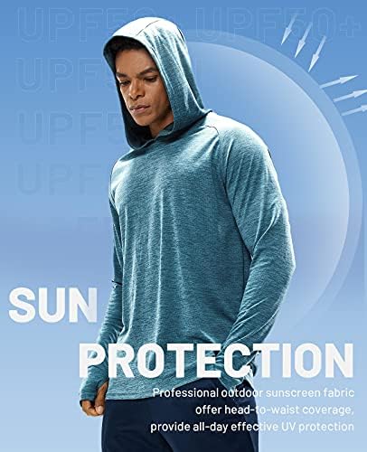 MIER Мъжки Hoody със защита от Слънцето UPF 50+ С дълъг ръкав SPF за Риболов, Пешеходен Туризъм, Джогинг, Ризи