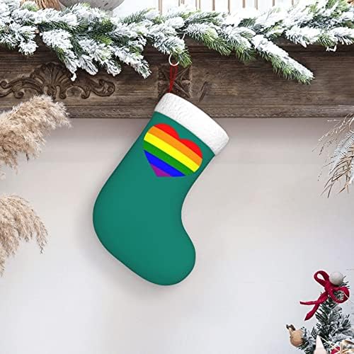 Cutedwarf Флаг ЛГБТ гей Прайда Коледен Отглеждане на Коледна Украса Класически 18 Инча(А) А) Окачен Чорап за