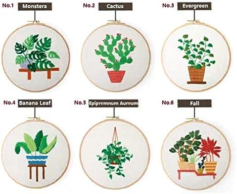 Комплект за Бродерия за Начинаещи Цветен Дизайн направи си САМ Начало Стенен Декор Серия Растения, 6 групи