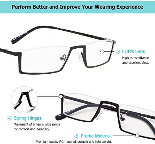 LUR 3 опаковки на метални очила за четене в полукръгла рамка + 4 опаковки класически очила за четене (само 7