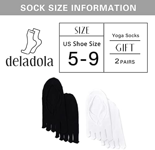 Нескользящие Чорапи deladola за Йога с дръжки, Черни, с пет чорапи, за Пилатес, за балета, за жени и Момичета,