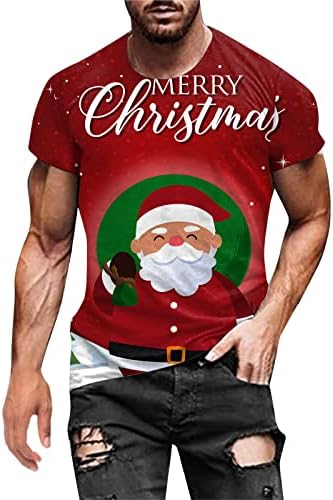 ZDFER Мъжки Тениски С Коледните Принтом Дядо Коледа, Солдатские Блузи с къс ръкав, Забавни Коледни Графични
