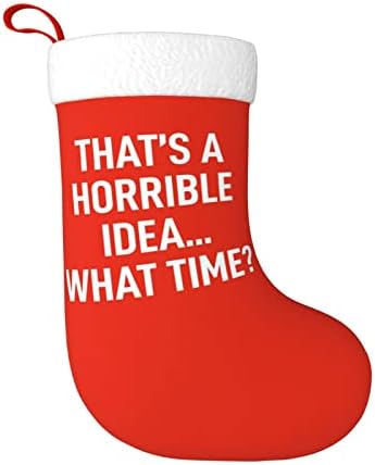 Waymay, Това Е Ужасна Идея, Коледни Чорапи, 18 Инча, Коледен Окачен Чорап, Класически Празнични Украси, Чорапи