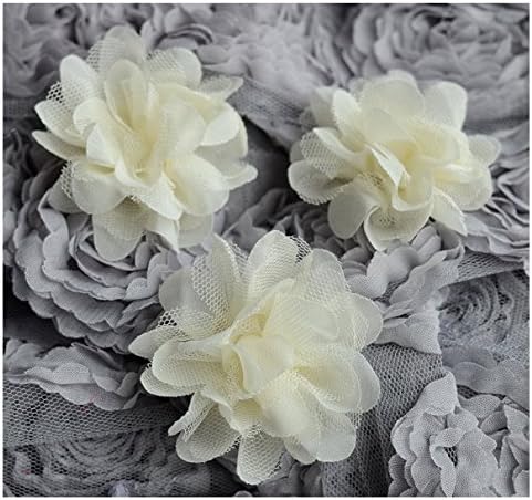 12 Шифоновый тюл Шик рози цвете с цвят слонова кост, кремаво, коприна, булчински Сватбена детска гребен за коса,