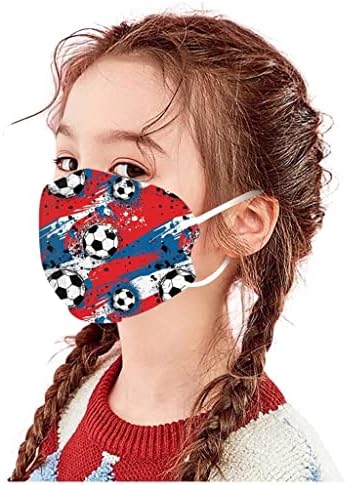 10 бр. Детски защитна маска за лице с принтом футболен елемент Mas_ks, 3 Лентови Дишаща Регулируема Множество