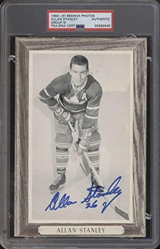 185 Алън Стенли - 1964 Beehive Photos III Хокей карти (Звезда) е С автограф на PSA Снимки НХЛ