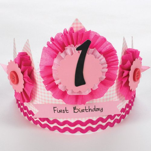 Хартиена корона на 1-ви рожден ден Mud Pie Бебе, Розово (спиране на производството от производителя)