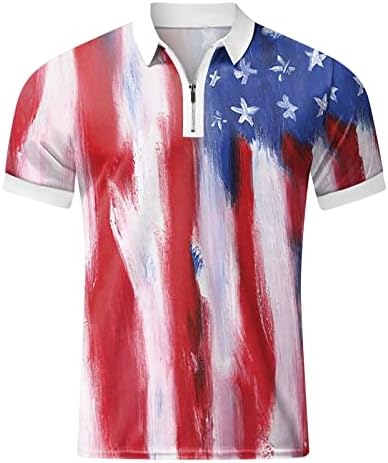 RUIRUILICO Мъжки Ризи Поло с Флага на САЩ 4 юли, Патриотични Тениски, Летни Ежедневни Ризи с Къс Ръкав, Спортни