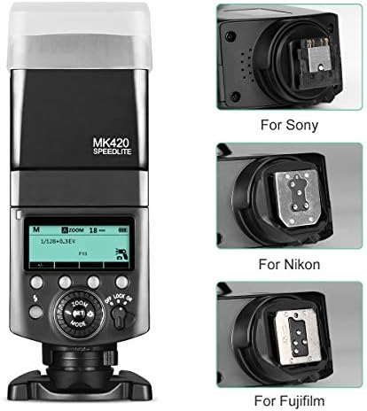 Meike MK420N TTL Литиево-йонна батерия Светкавица Speedlite за камера с LCD дисплей, съвместима с Nikon D850