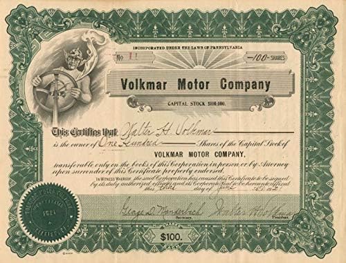 Volkmar Motor Co. - сертификат на промоции