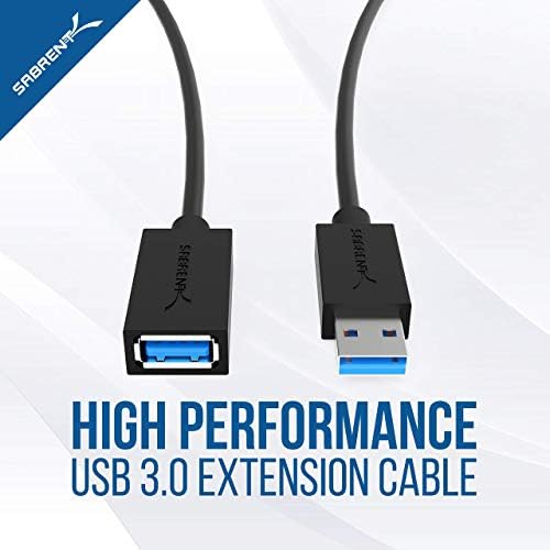 Удлинительный кабел SABRENT USB 3.0 от мъжете към жените [Черен] 3 фута + Удлинительный кабел USB 3.0 от мъжете