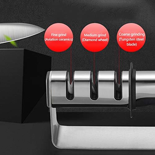 GUANGMING - Острилка за кухненски ножове от неръждаема Стомана, Ръчно 3-Стъпка инструмент за заточване на ножове,
