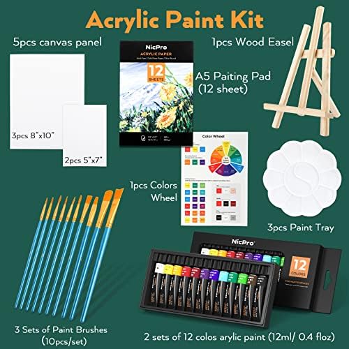 Комплект акрилни бои Nicpro, Определени за артистични стенописи за деца и възрастни, 2 комплекта Акрилни бои